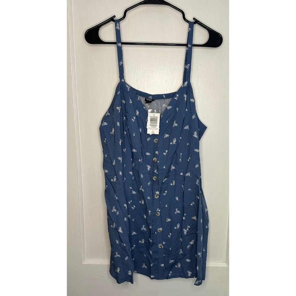 NWT Torris Size 2 / 18/20 Blue‎ Ditsy Floral Challis Cami Camisole Blouse